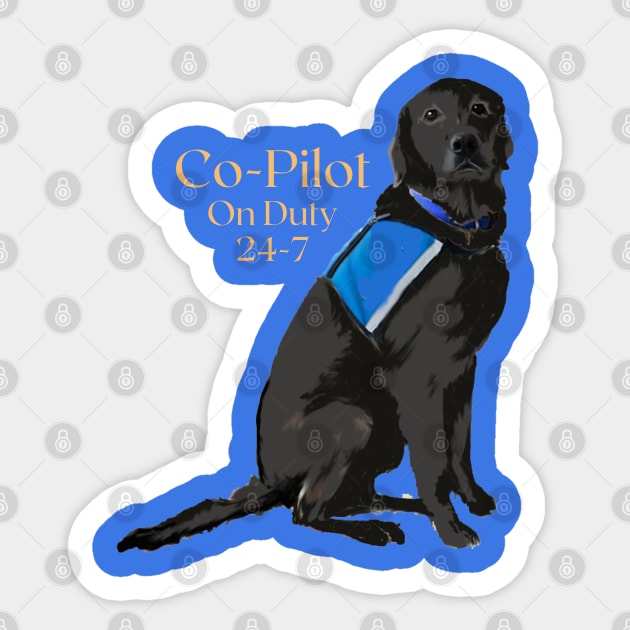 Co-Pilot Black Lab Sticker by B C Designs